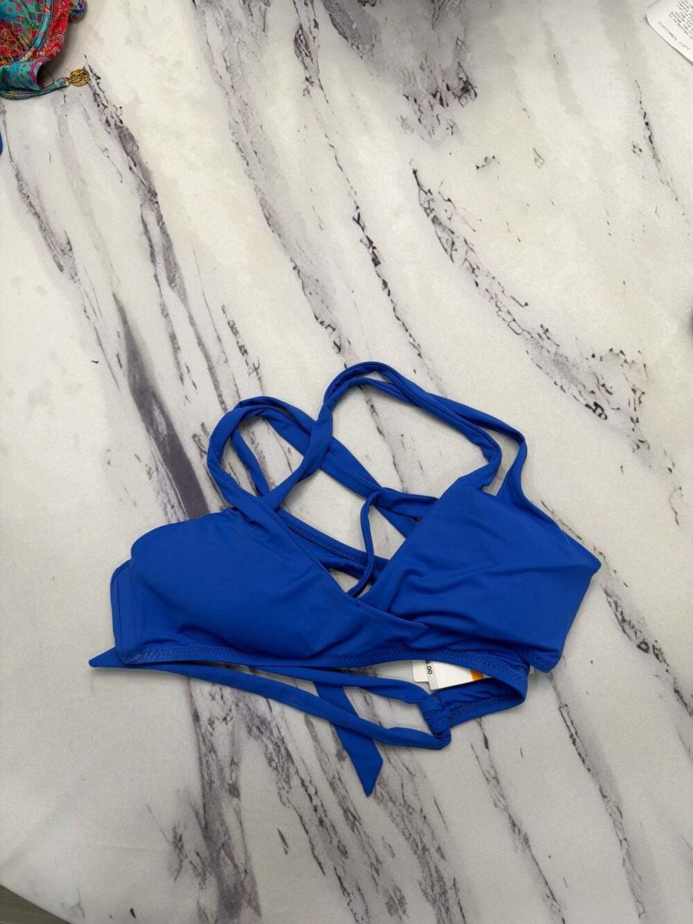 BECCA by Rebecca Virtue Color Code Wrap Wire-Free Bikini Top Azure Size Small D